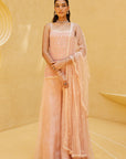 Blush Pink Kurti and Divided Skirt Set - Eraya