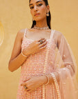 Blush Pink Kurti and Divided Skirt Set - Eraya