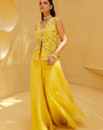 Yellow Jacket and Divided Skirt Set - Eraya