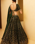 Green Velvet Bridal Lehenga Set - Eraya