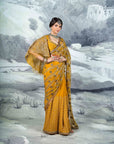 Yellow Embroidered Saree Set