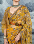 Yellow Embroidered Saree Set