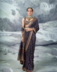 Black Printed And Embroidered Saree Set