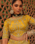 Uzma - Mustard Lehenga with Blouse and Dupatta