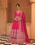 Naila - Hotpink Anarkali with  Lehenga and Dupatta