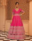 Naila - Hotpink Anarkali with  Lehenga and Dupatta