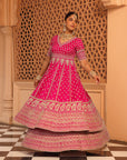 Naila - Hotpink Anarkali with  Lehenga and Dupatta