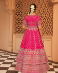 Naila - Hotpink Anarkali with  Lehenga and Dupatta