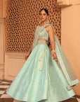 Afsa - Misty Green Lehenga with Blouse and Dupatta