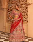 Naazreen - Red Lehenga with Blouse and Dupatta