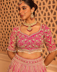 Inaya - Hotpink Lehenga with Blouse and Dupatta