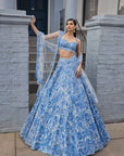 Powder Blue Floral Lehenga Set 1