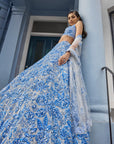 Powder Blue Floral Lehenga Set 4