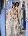 Nude Cream Abstract Lehenga Set