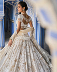 Nude Cream Abstract Lehenga Set