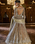 Gold Silver tissue Jacket Lehenga Set