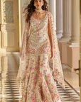 Ivory Multi-Coloured Three-Dimensional Sharara Set Full