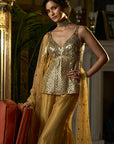 Gold Mirror Work Sharara Set Full 2