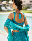 Turquoise Paisley Sharara Set Back