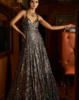 Gun Metal Sequin Gown