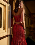 Red Corset Skirt Set