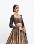 Deep Green Copper Tissue Lehenga Set