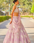 Powder Lilac Flower Lehenga Set