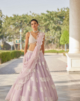 Powder Lilac Flower Lehenga Set