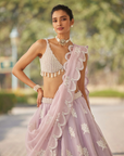 Powder Lilac Flower Lehenga Set