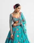 Peacock Green Multi Tier Multi Color Lehenga Set - Ready to Ship