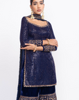 Navy Blue Kurta Sharara Set - Ready to Ship