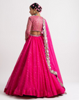 Fuschia Silk Organza Lehenga Set