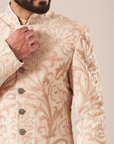 Ivory Velvet Applique Sherwani - Ready to Ship