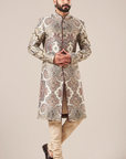 Ivory Printed Sherwani - Ready to Ship