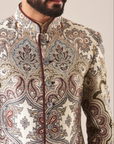 Ivory Printed Sherwani - Ready to Ship