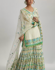 Friya Ivory Georgette Embroidered Sharara Set - Ready to Ship