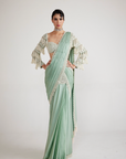 Powder Mint Green Chandelier Drop Saree Set