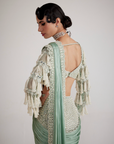 Powder Mint Green Chandelier Drop Saree Set