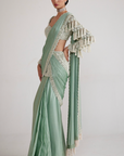 Powder Mint Green Chandelier Drop Saree Set