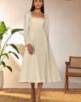 Ivory Full Sleeve Embroidered Dress