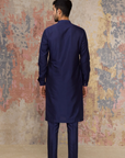 Navy Blue Kurta in Cotton Silk Blend Set