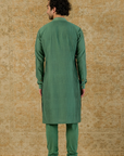 Green Pin Tuck Cotton Silk Kurta Set- Ready to Ship