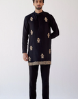 Black Embroidered Short Kurta Set- Ready to Ship