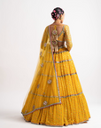 Yellow Multi Tier Multi Color Lehenga Set