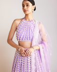 Lilac Chandelier Pearl Halter Neck Lehenga Set