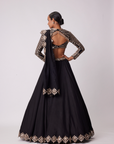 Black Organza Mirror Embroidered Lehenga Set