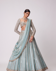 Powder Blue Linear Embroidered Lehenga Set