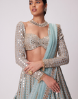 Powder Blue Linear Embroidered Lehenga Set