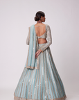 Powder Blue Linear Embroidered Lehenga Set