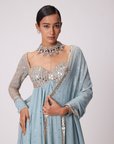 Powder Blue Mirror Embroidered Kurta Set